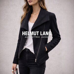 Helmut Lang Asymmetric Zip Jacket Draped Collar Black Size P